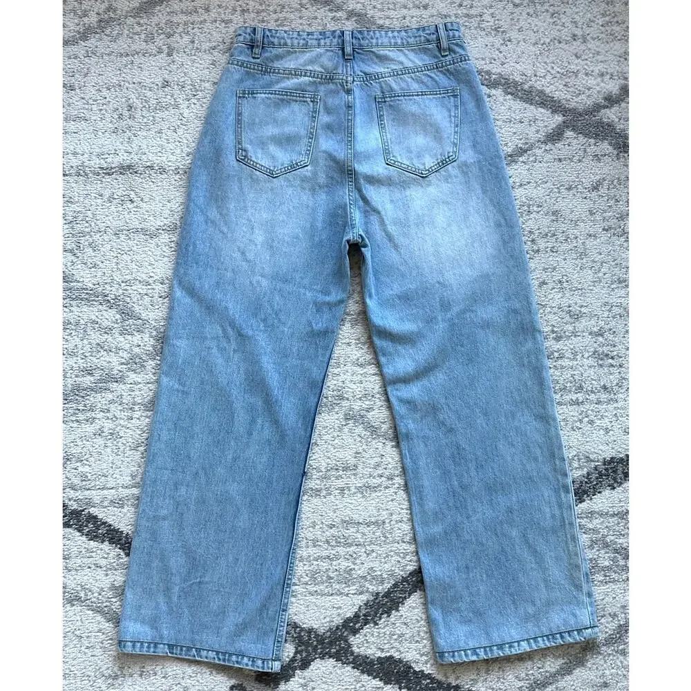 Grey Lab Los Angeles High Waist Medium Wash Wide Leg Jeans Size 30